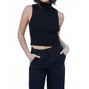 NEW FALCON PARK wells sleeveless turtleneck top in black